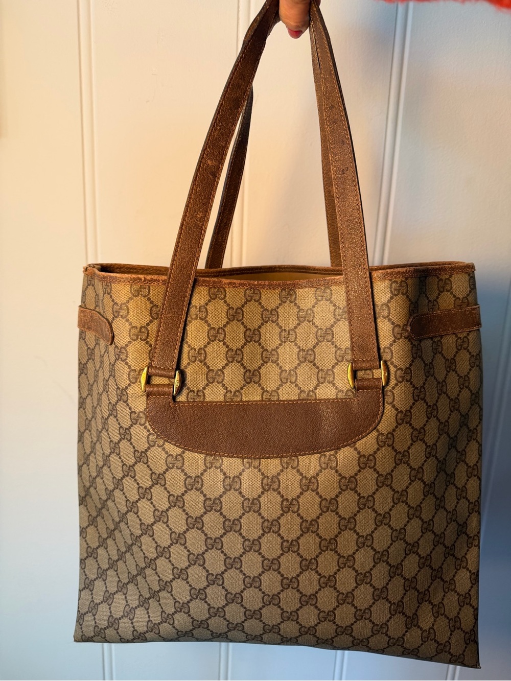 Vintage Gucci GG Supreme Monogram Tote Bag Brown - Picture 6 of 16